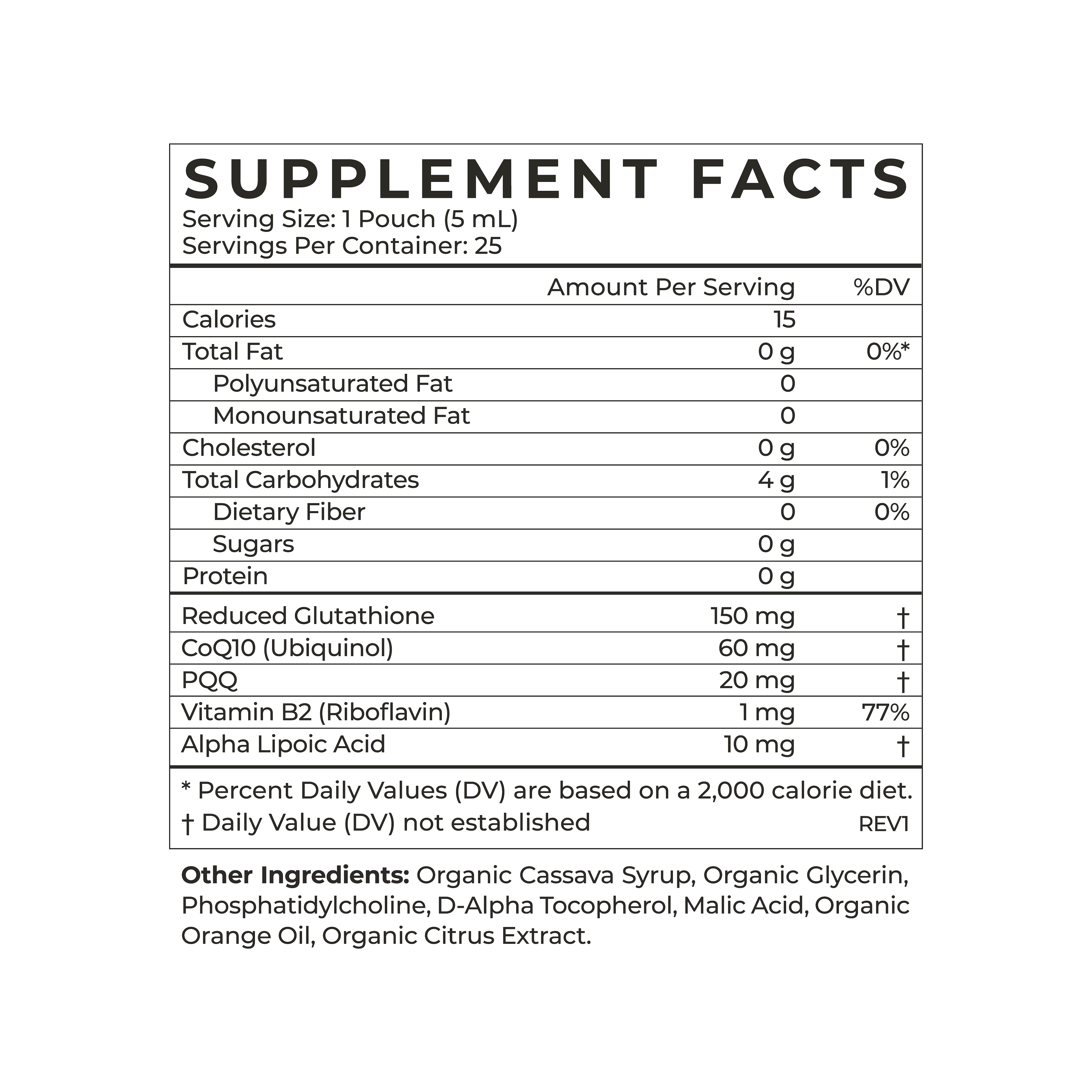 Liposomal Glutathione Supplement Facts