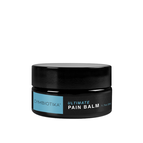 Pain relief balm in black & blue jar 